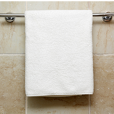 Towel hanging up after proper handwashing.