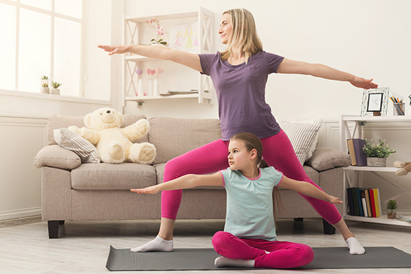 Mom and daughter yoga. 