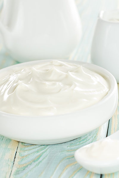 Homemade yogurt in bowl.
